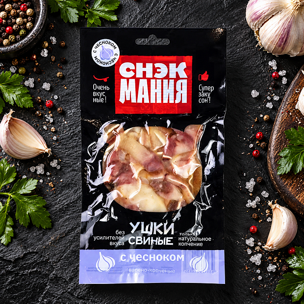 Ушки свиные с чесноком 90 г