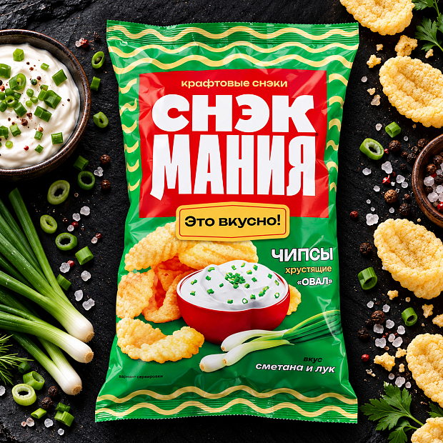 Чипсы Овал со вкусом "Сметана и лук" 40 г